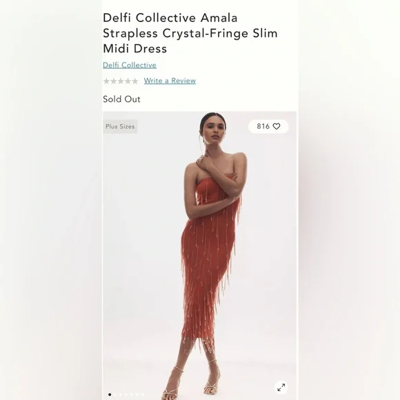 Delfi Collective Amala Strapless Orange Midi Dress new with tags petite xs - Picture 2 of 12